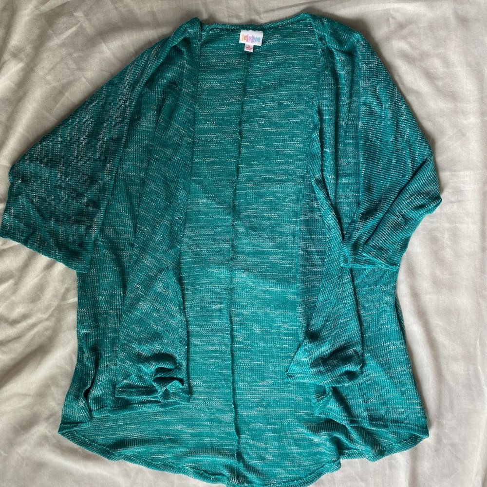 Lularoe Teal Knit Lindsey Kimono Shawl